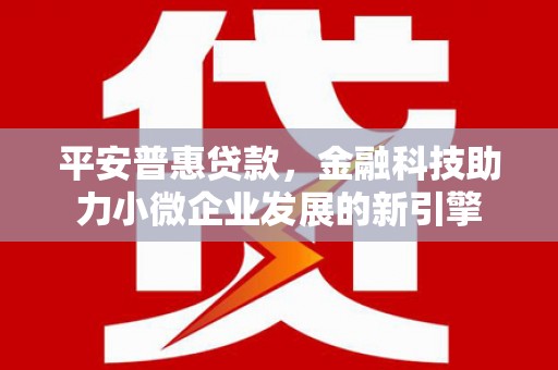 琼中平安普惠贷款，金融科技助力小微企业发展的新引擎