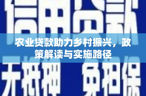 琼中农业贷款助力乡村振兴，政策解读与实施路径