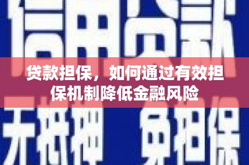 琼中贷款担保，如何通过有效担保机制降低金融风险