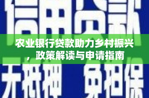 琼中农业银行贷款助力乡村振兴，政策解读与申请指南
