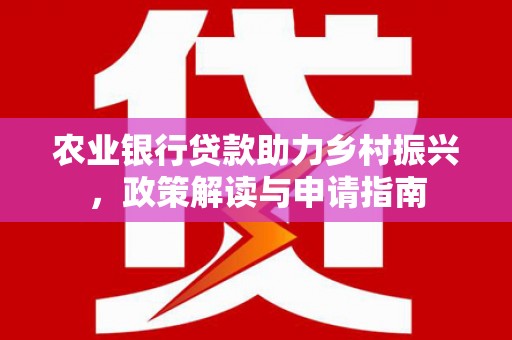 琼中农业银行贷款助力乡村振兴，政策解读与申请指南